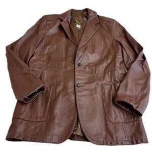 Reed Sportswear Jacket Mens Large Brown Leather Vintage Blazer Made in USA
